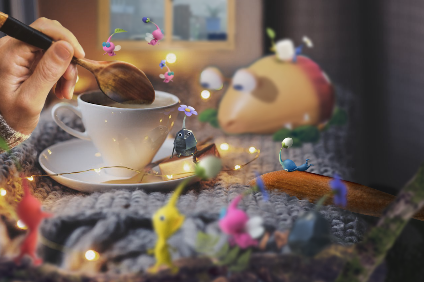 Image of a deigital art peice displaying little characters around a cozy environment